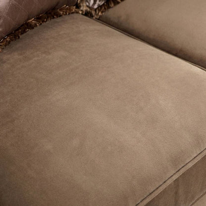 Velvet-Upholstered Loveseat with 4 Throw Pillows, Antique Silver