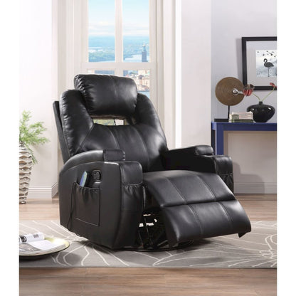 Waterlily Motion Rocker Recliner w/Swivel Black Synthetic Leather