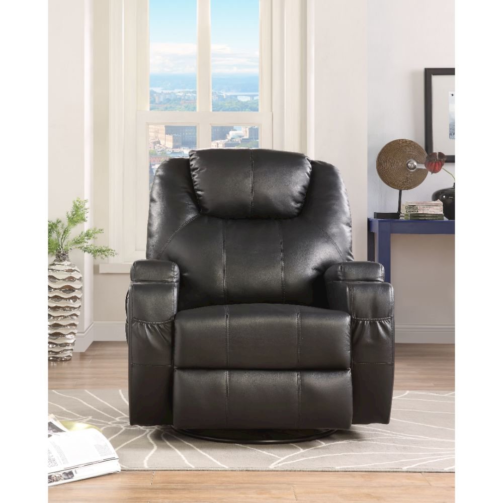 Waterlily Motion Rocker Recliner w/Swivel Black Synthetic Leather