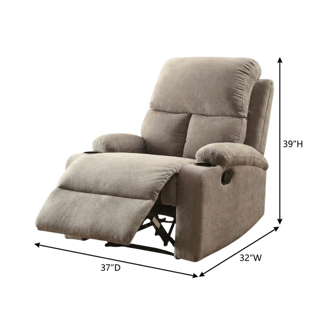 Velvet-Upholstered Manual Recliner Chair, Latch Handle, Gray Velvet