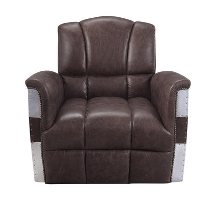 Brancaster Accent Chair Retro Brown Top Grain Leather & Aluminum