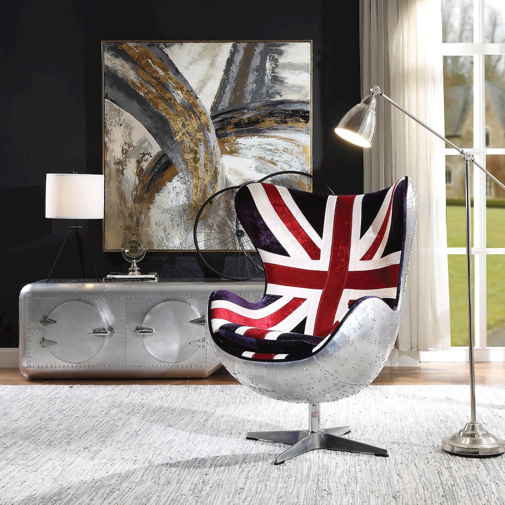 Brancaster Accent Chair w/Swivel Pattern Fabric & Aluminum