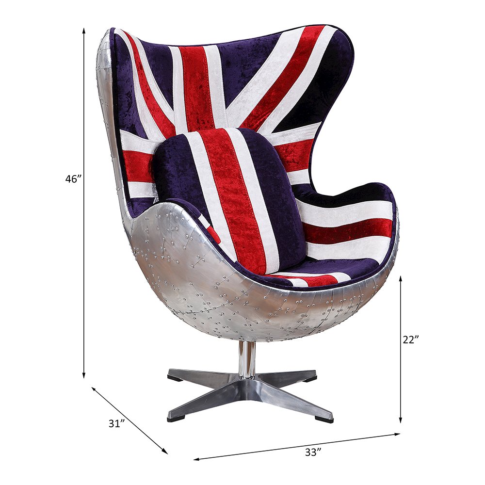 Brancaster Accent Chair w/Swivel Pattern Fabric & Aluminum
