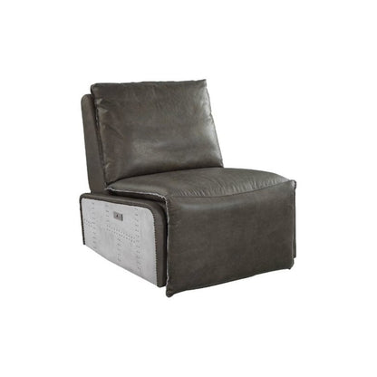 Metier Power Motion Recliner Gray Top Grain Leather & Aluminum