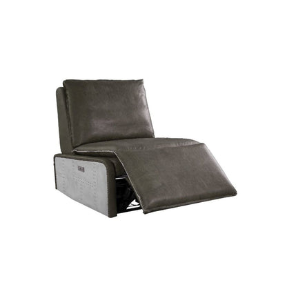 Metier Power Motion Recliner Gray Top Grain Leather & Aluminum