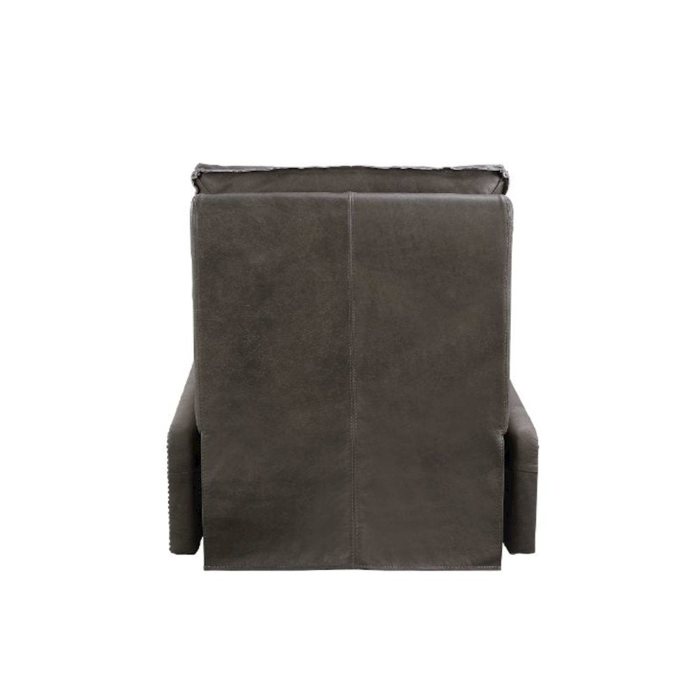 Metier Power Motion Recliner Gray Top Grain Leather & Aluminum