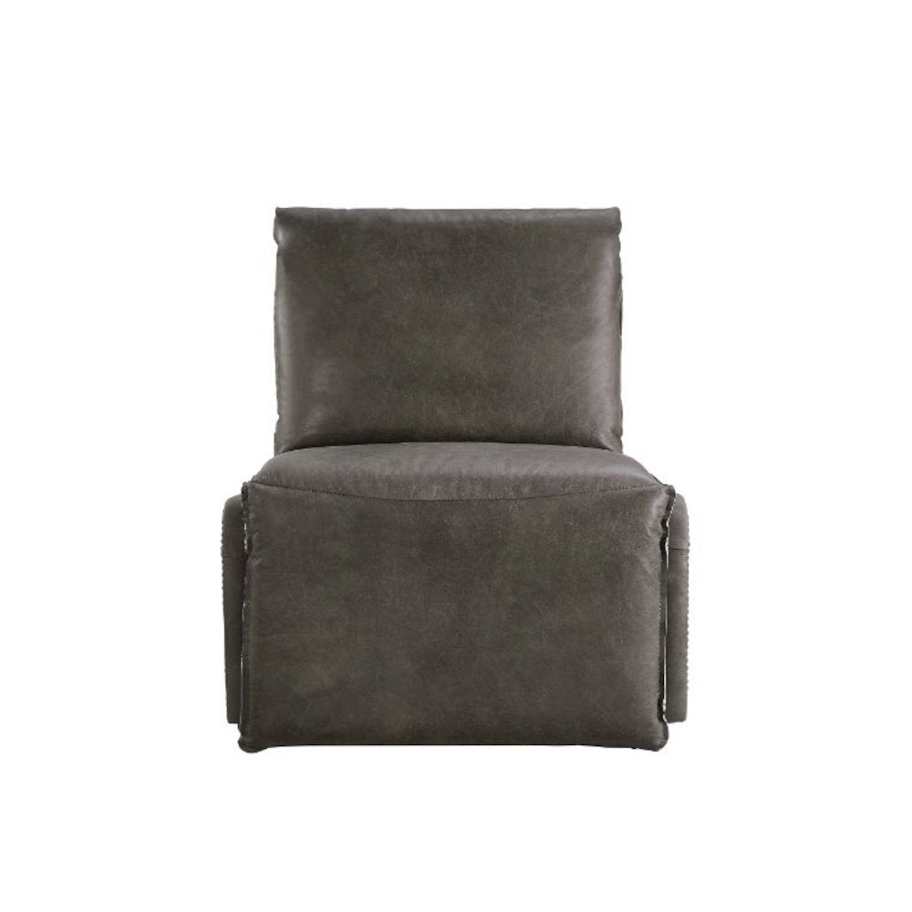 Metier Power Motion Recliner Gray Top Grain Leather & Aluminum