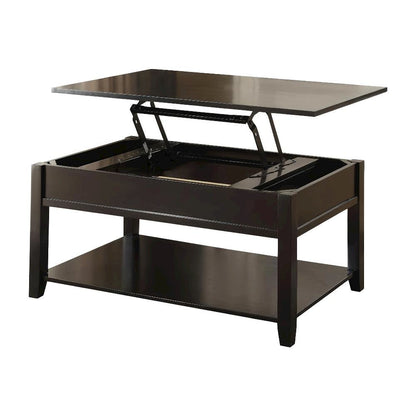 Black Coffee Table with Lift Top, Wood Veneer and Engineered Wood Surface