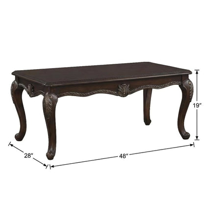 Cherry Wood Coffee Table with Storage Shelf and Sturdy Construction 1-Piece
