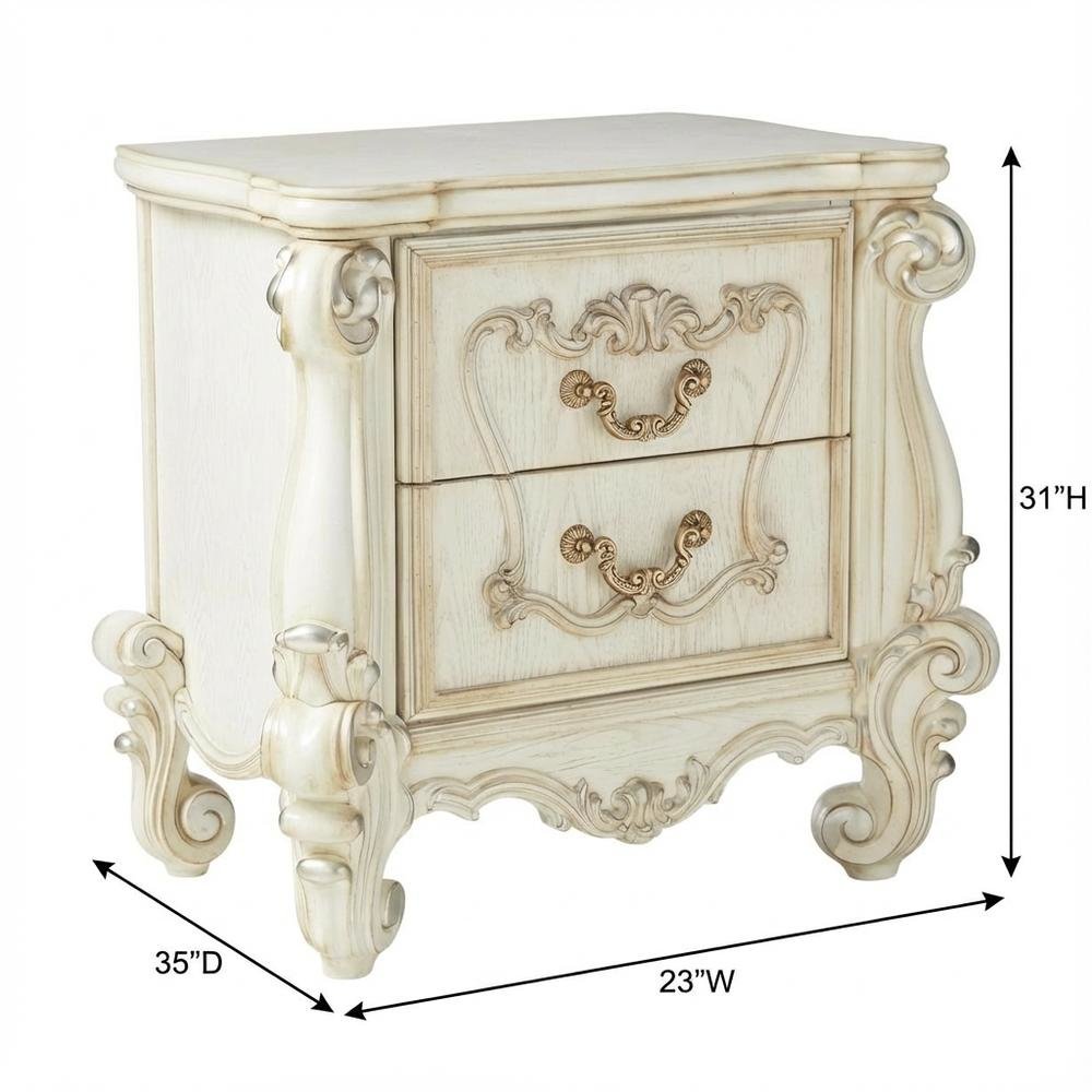 Bone White Versailles Nightstand with Modern Design and Durable Finish