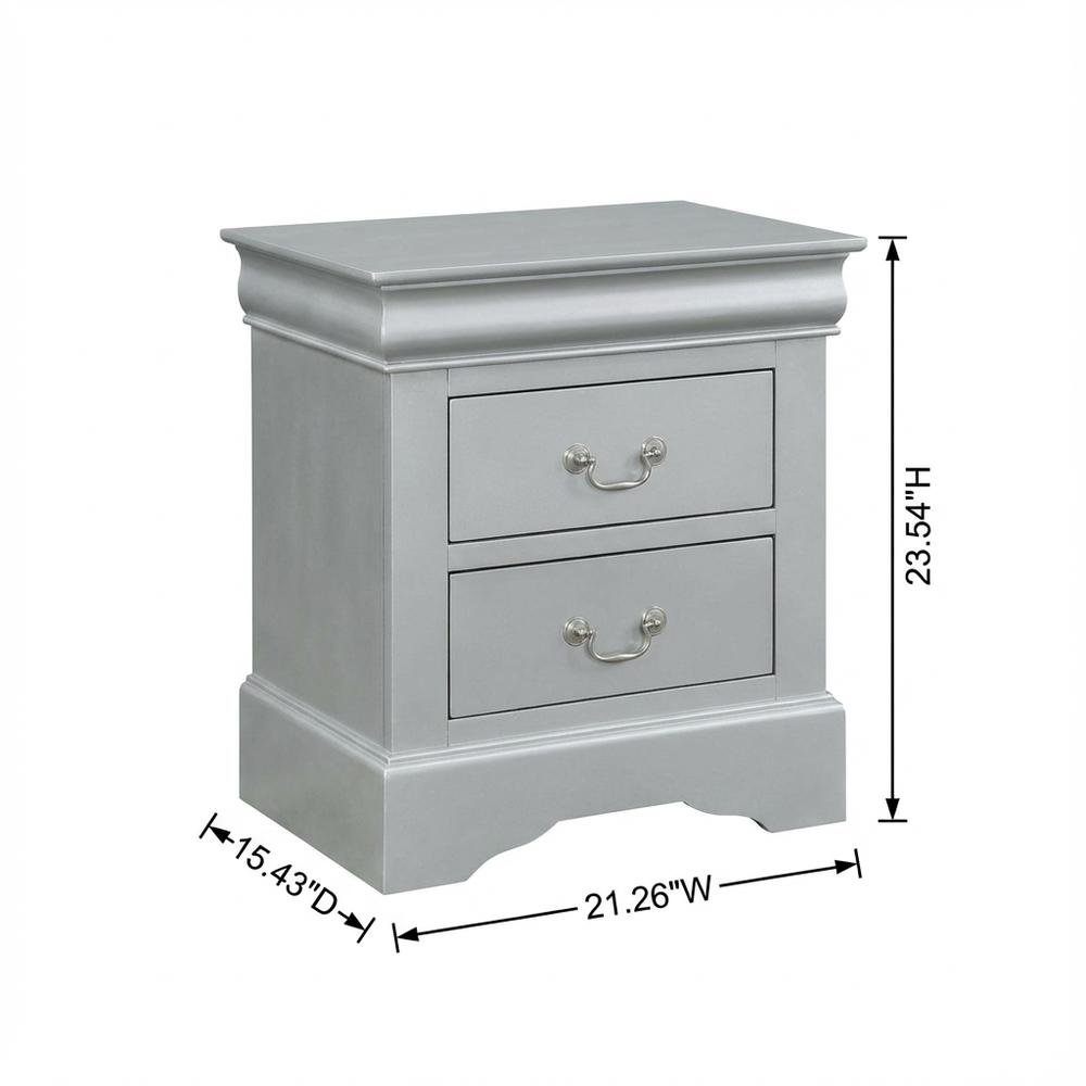 Nightstand with Nickel Hardware and Traditional Design