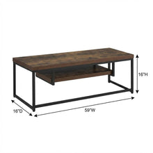 Weathered Oak and Black Metal TV Stand with Storage Compartments