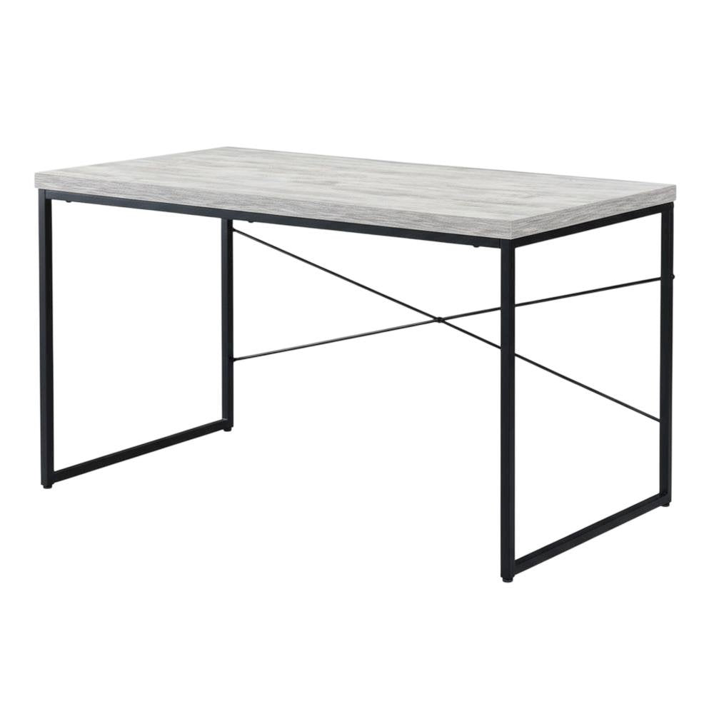 Industrial Style Office Desk With Antique White And Black Finish