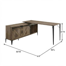 Rustic Oak And Black Finish Writing Desk With Industrial Style And Metal Frame