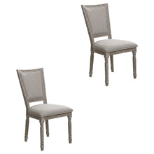 Upholstered Dining Chairs, Wood Side Chairs, Fabric & Reclaimed Gray, Set of 2