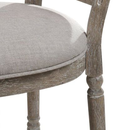 Upholstered Dining Chairs, Wood Side Chairs, Fabric & Reclaimed Gray, Set of 2