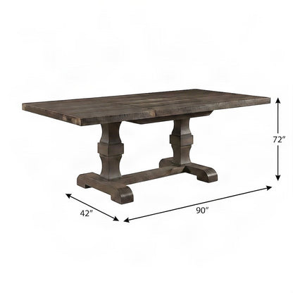Extendable Wood Veneer Dining Table with Removable Leaf, Pine, Salvage Brown