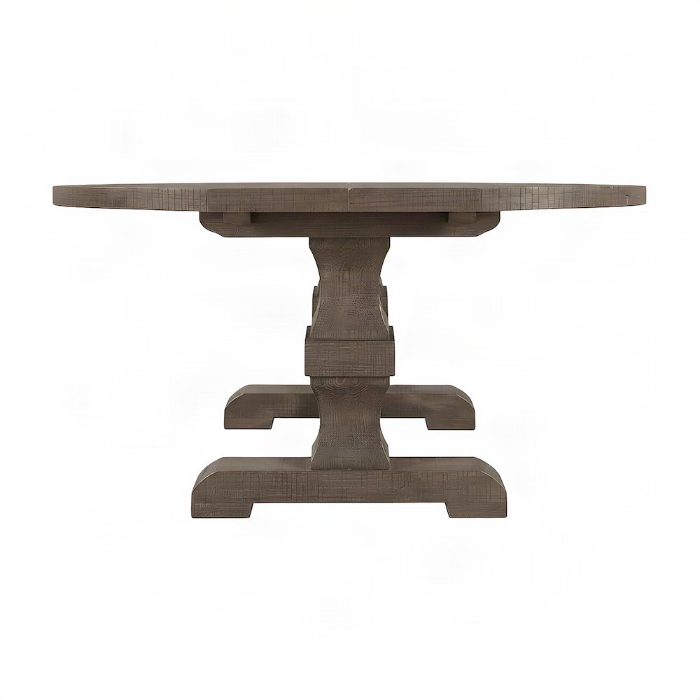 Extendable Wood Veneer Dining Table with Removable Leaf, Pine, Salvage Brown