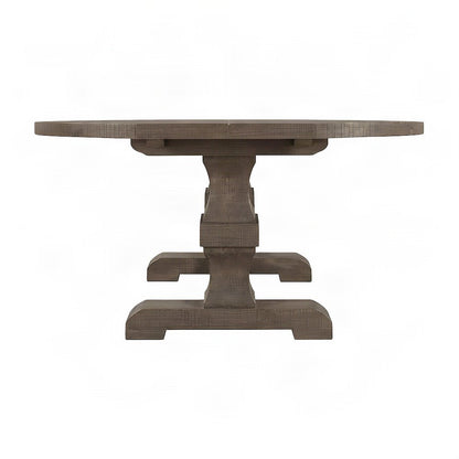 Extendable Wood Veneer Dining Table with Removable Leaf, Pine, Salvage Brown