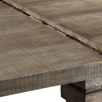 Extendable Wood Veneer Dining Table with Removable Leaf, Pine, Salvage Brown