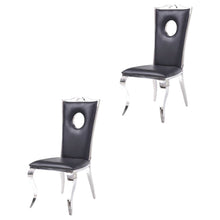 PU Leather Armless Dining Side Chair, Synthetic Leather & Stainless Steel, Set of 2