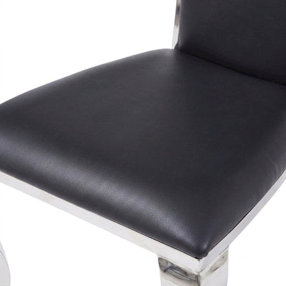 PU Leather Armless Dining Side Chair, Synthetic Leather & Stainless Steel, Set of 2