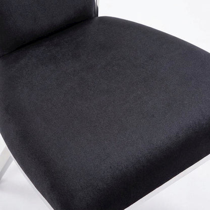 Fabric Armless Glam Dining Side Chair, Fabric & Stainless Steel, Set of 2