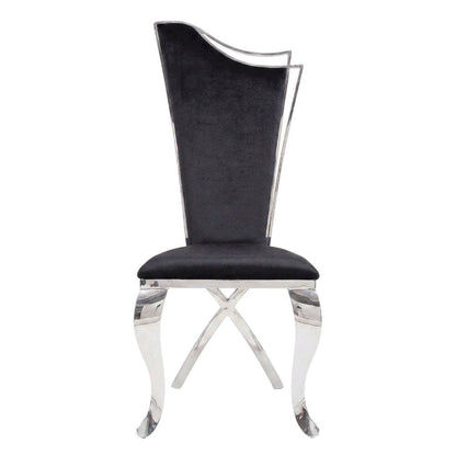 Fabric Armless Glam Dining Side Chair, Fabric & Stainless Steel, Set of 2