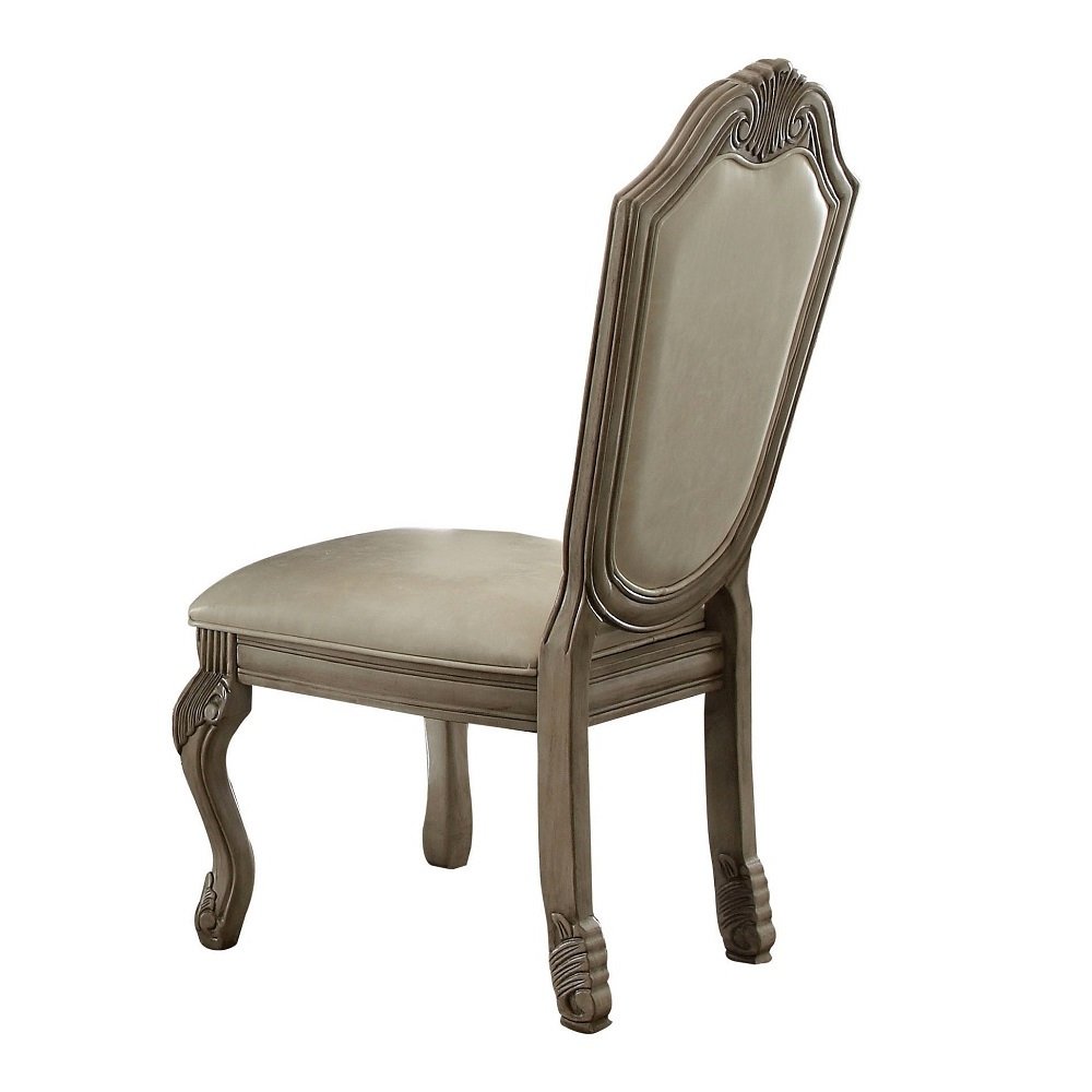 Chateau de Ville Side Chair (Set-2) Synthetic Leather & Antique White