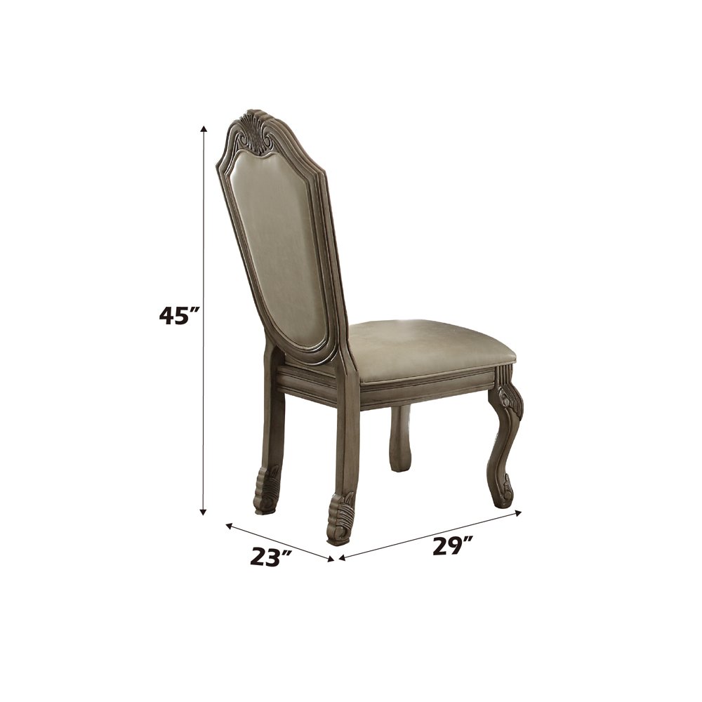 Chateau de Ville Side Chair (Set-2) Synthetic Leather & Antique White
