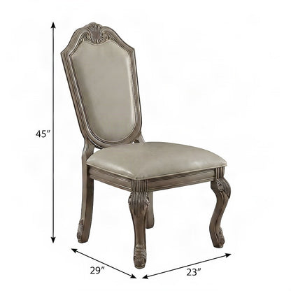 PU Leather Dining Side Chairs, Synthetic Leather & Antique White, Set of 2