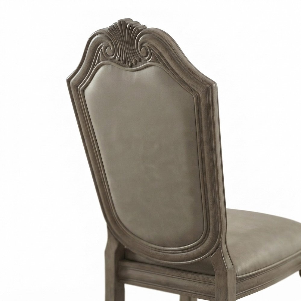 PU Leather Dining Side Chairs, Synthetic Leather & Antique White, Set of 2