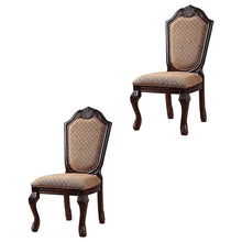 Fabric-Upholstered Rubber Wood Armless Side Chair, Fabric & Espresso, Set of 2