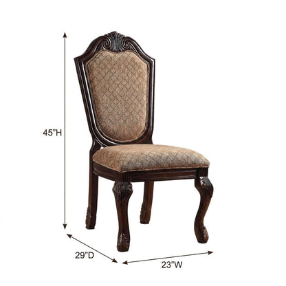 Fabric-Upholstered Rubber Wood Armless Side Chair, Fabric & Espresso, Set of 2