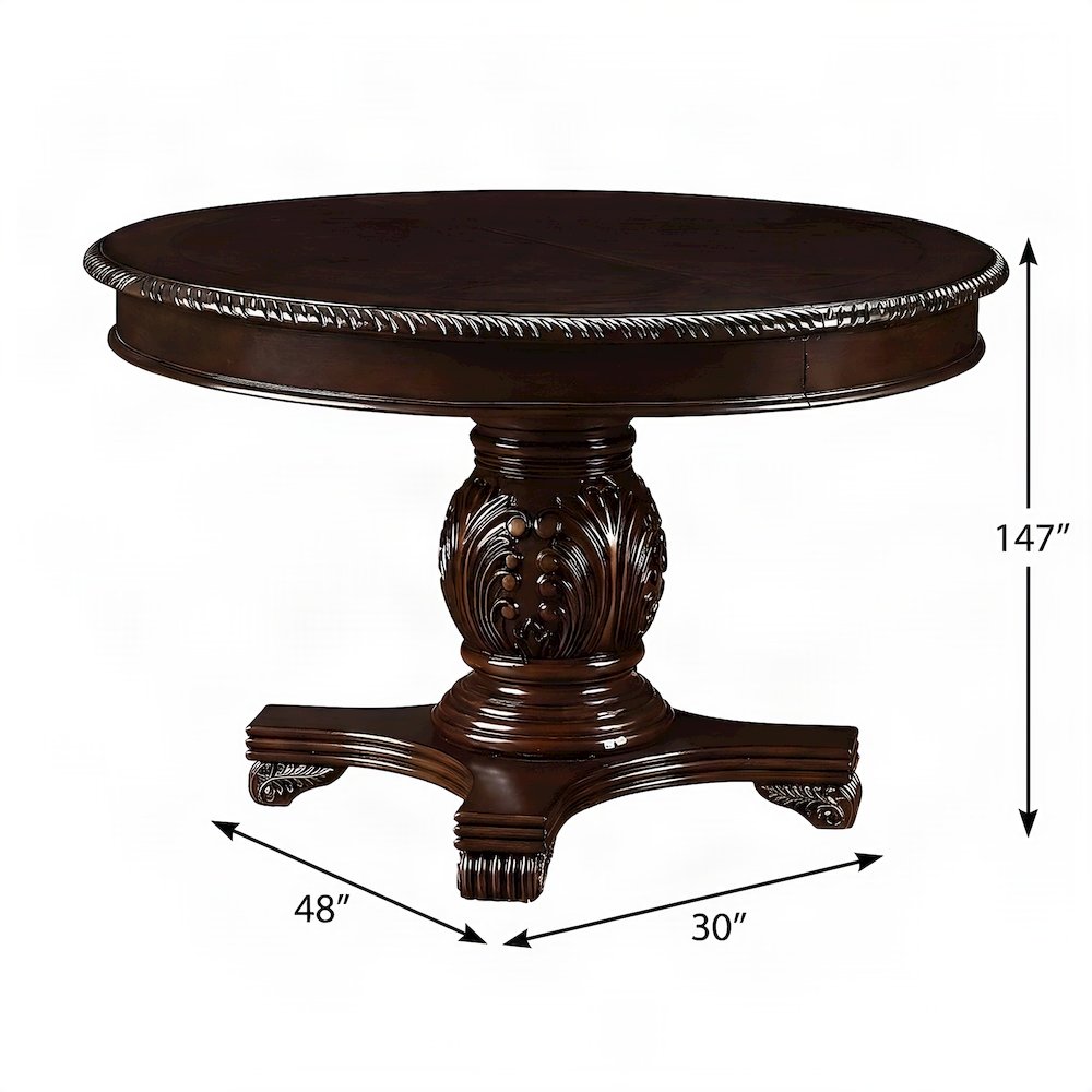 Wood Veneer Square Kitchen Table with Transitional Pedestal Base, Espresso