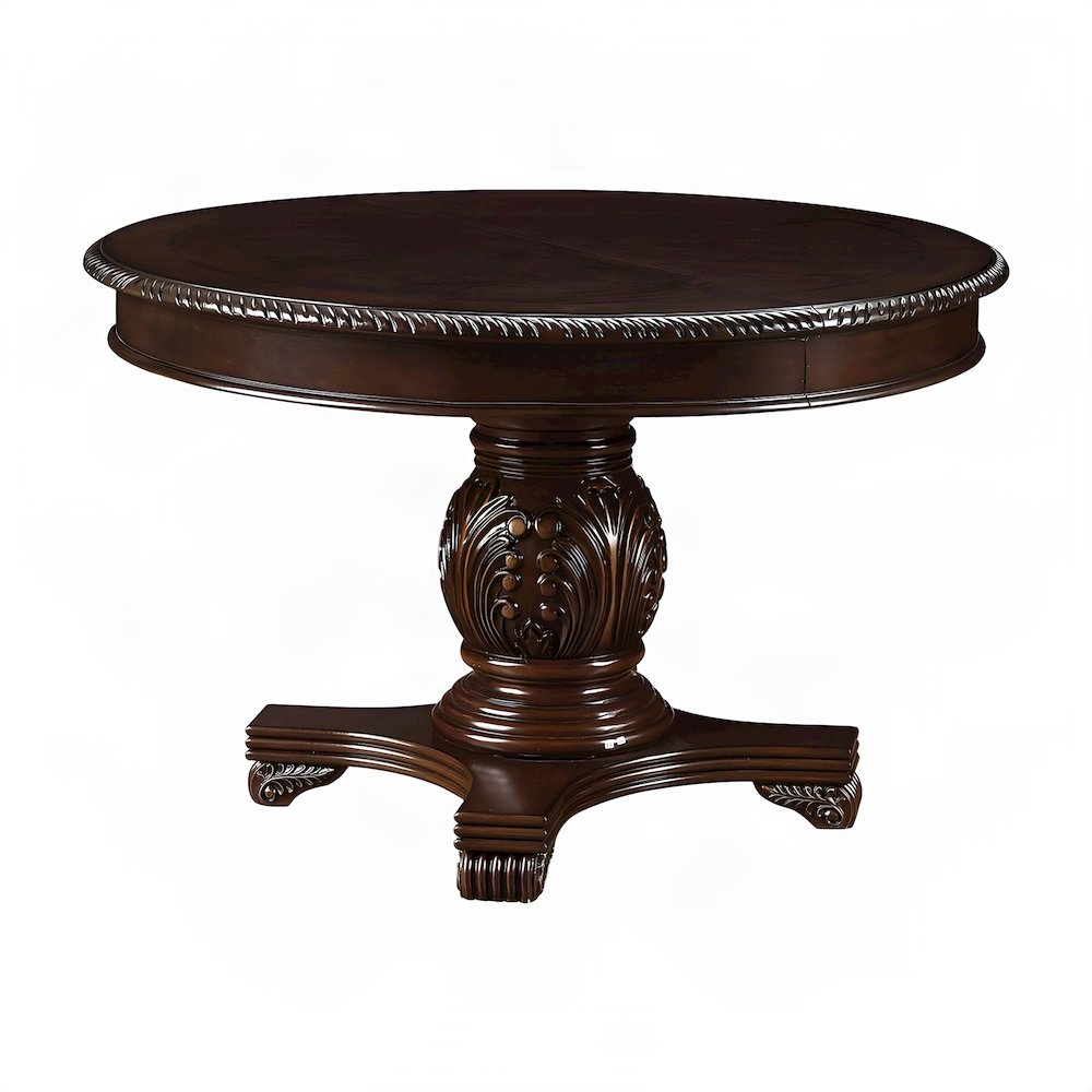 Wood Veneer Square Kitchen Table with Transitional Pedestal Base, Espresso