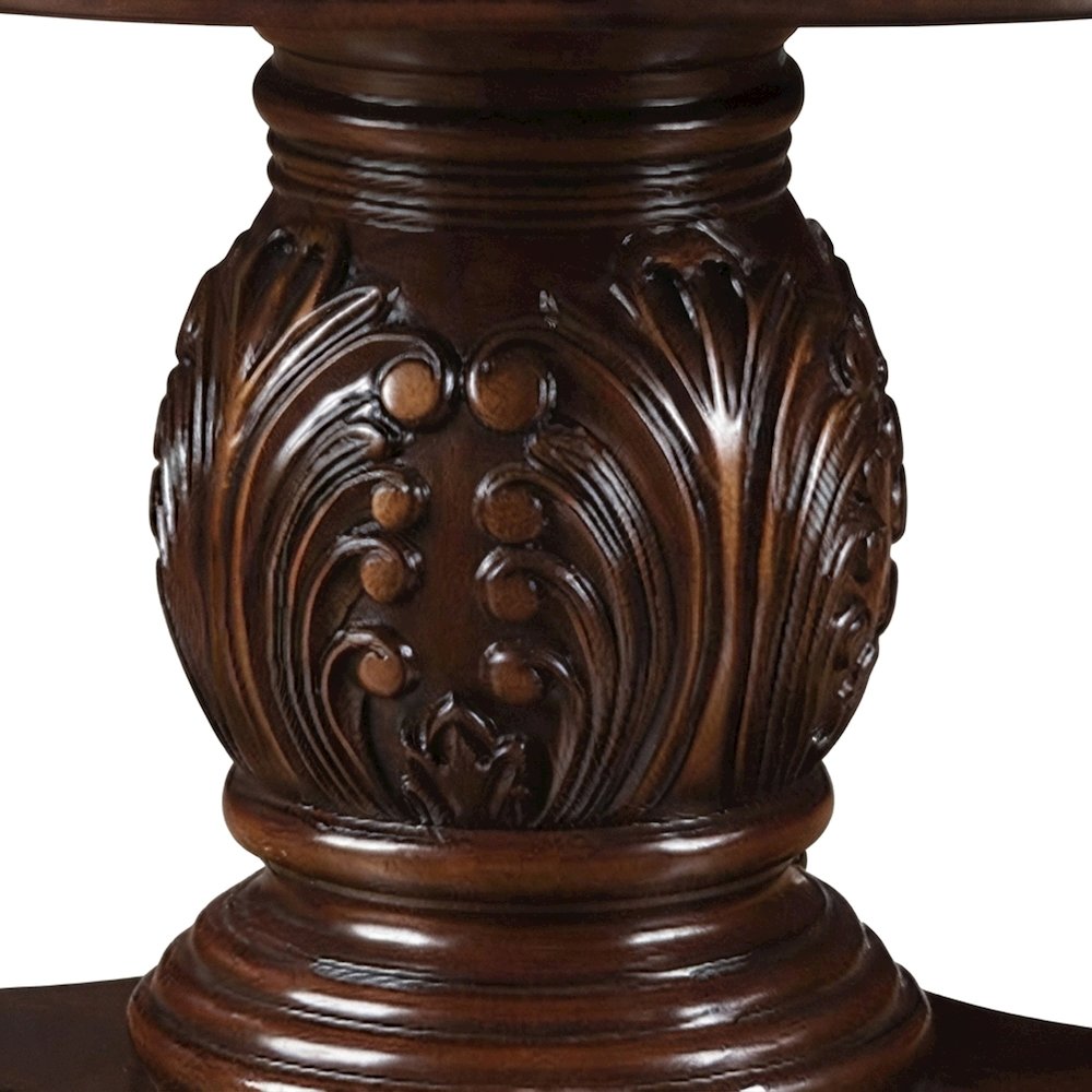 Wood Veneer Square Kitchen Table with Transitional Pedestal Base, Espresso