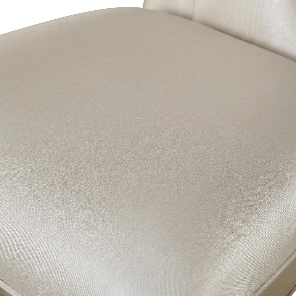 Fabric Accent Dining Chair with Wooden Legs, Cream Fabric & Golden Ivory, Set of 2