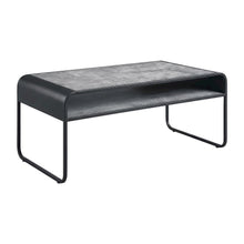 Concrete Gray and Black Coffee Table with Industrial Design and Metal Frame