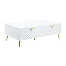 White High Gloss Coffee Table with Composite Wood and Metal Frame