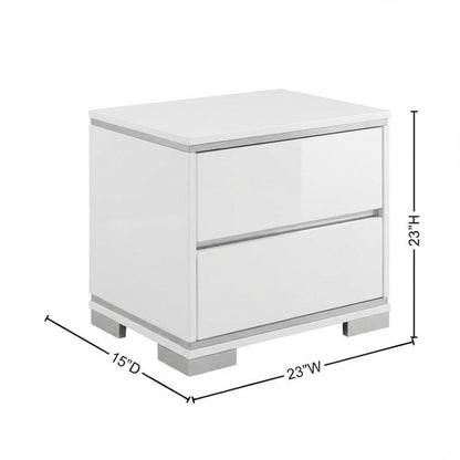White Nightstand with Chrome Legs for Modern Bedroom Decor
