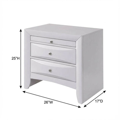 White Bedroom Nightstand with Rectangular Design for Modern Style