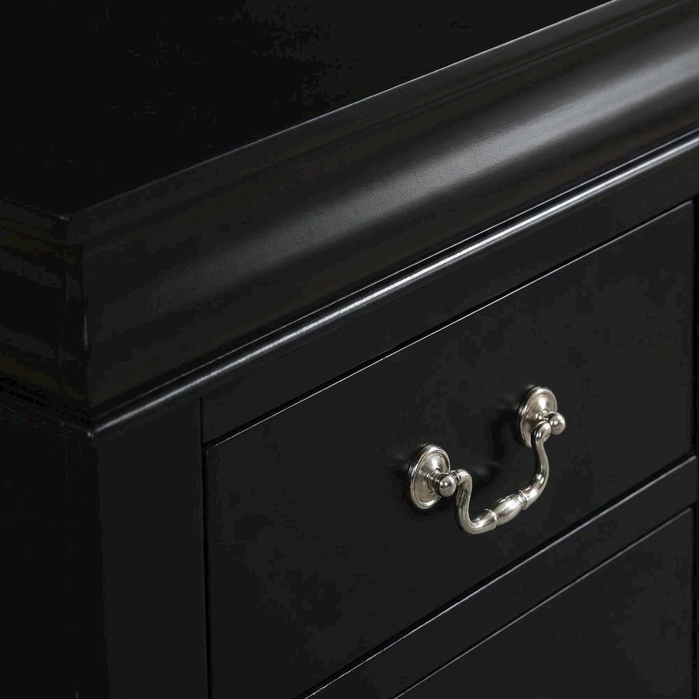 Black Philippe Nightstand with Modern Design and Ample Storage