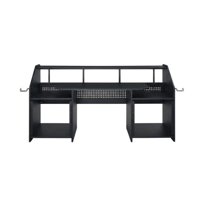 Black Finish Music Desk With Industrial Style And Rectangular Surface