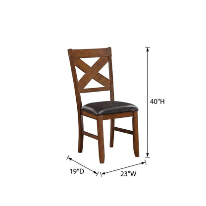 Dining Chairs with Walnut Wood Legs, Espresso Synthetic Leather & Walnut, Set of 2