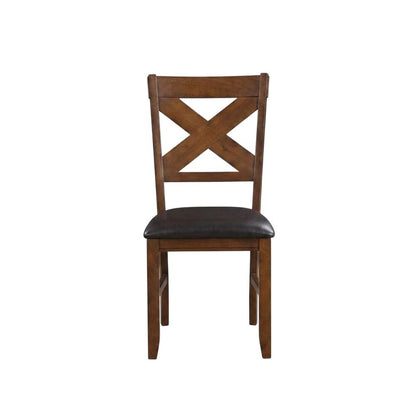 Dining Chairs with Walnut Wood Legs, Espresso Synthetic Leather & Walnut, Set of 2