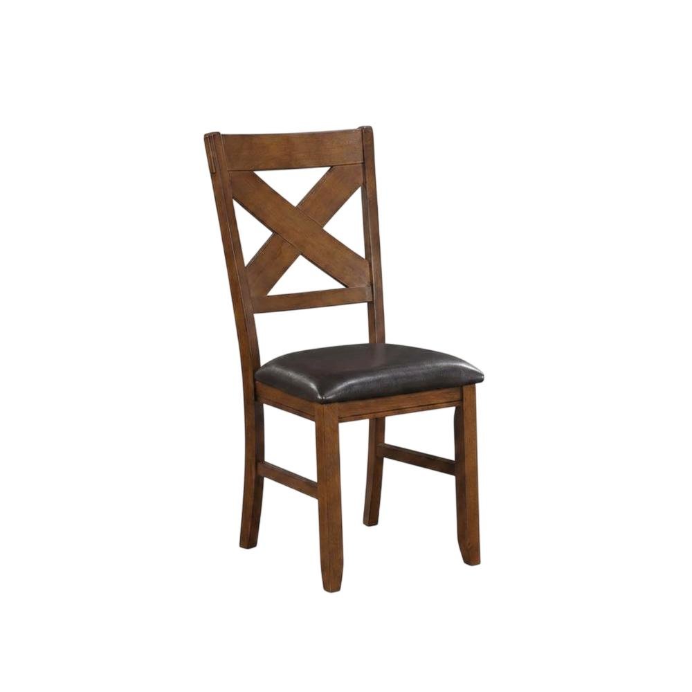 Dining Chairs with Walnut Wood Legs, Espresso Synthetic Leather & Walnut, Set of 2