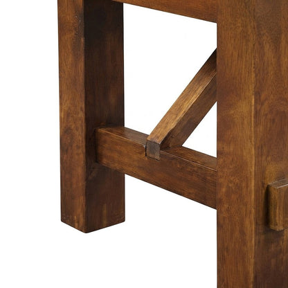 Wood and PU Leather Indoor Dining Bench, Espresso Synthetic Leather & walnut