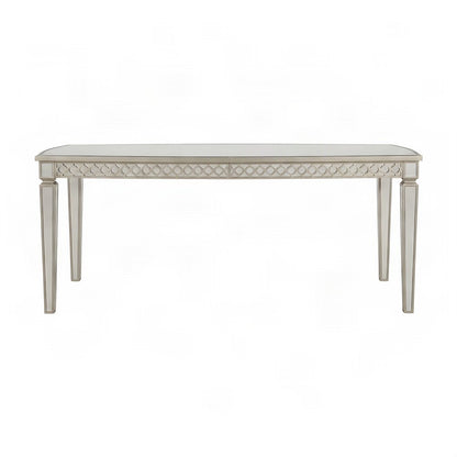 Wood Mirror Dining Table with Extension Leaf, Glam Style, Mirrored & Champagne