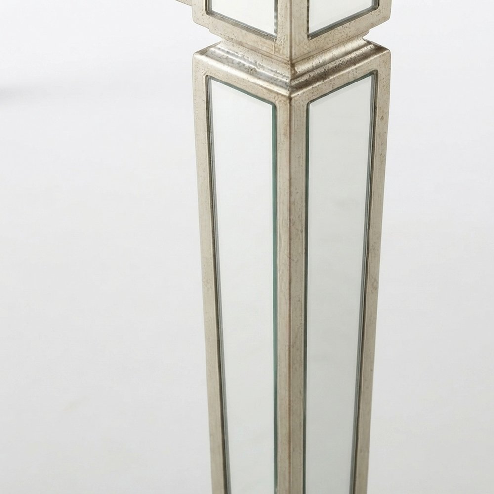 Wood Mirror Dining Table with Extension Leaf, Glam Style, Mirrored & Champagne